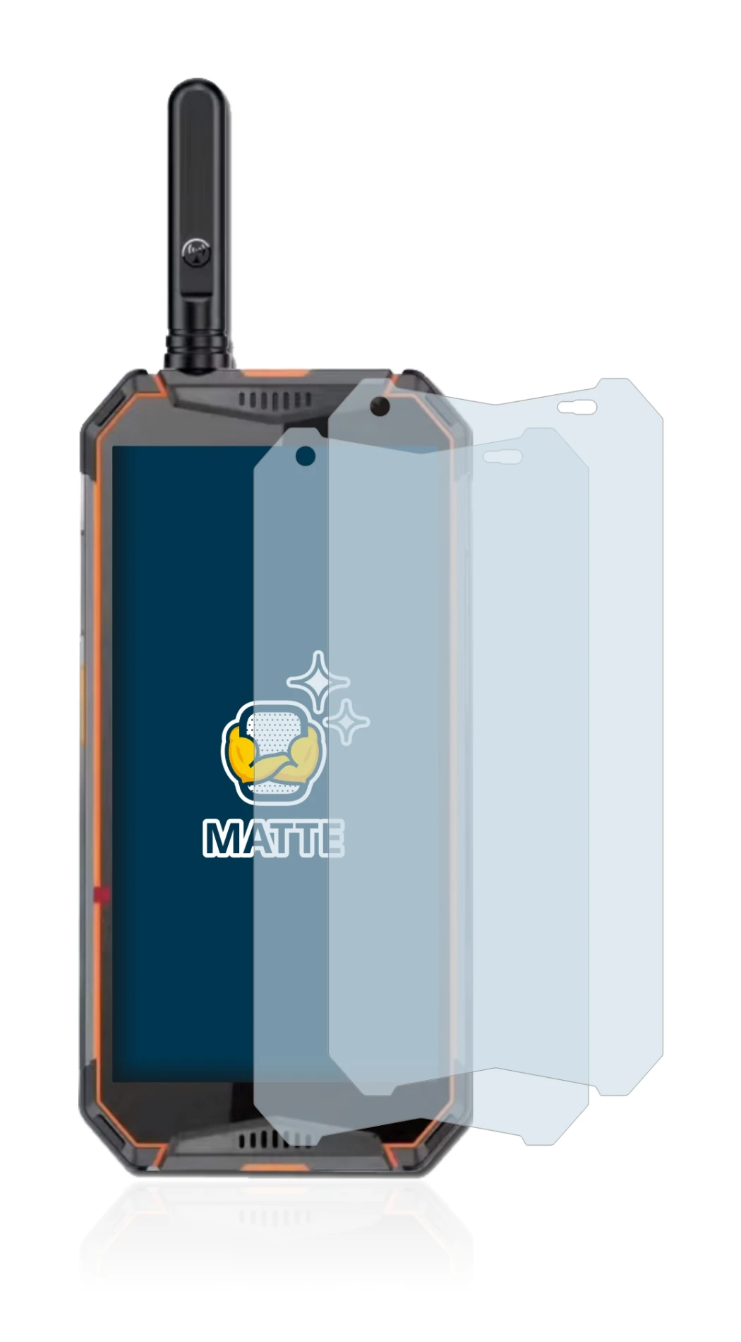 Image of the device Ulefone Armor 3w with a wide variety of screen protectors.