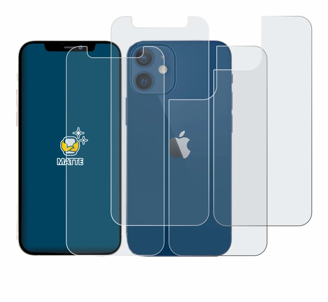 Image of the device Apple iPhone 12 mini (Front+Back) with a wide variety of screen protectors.