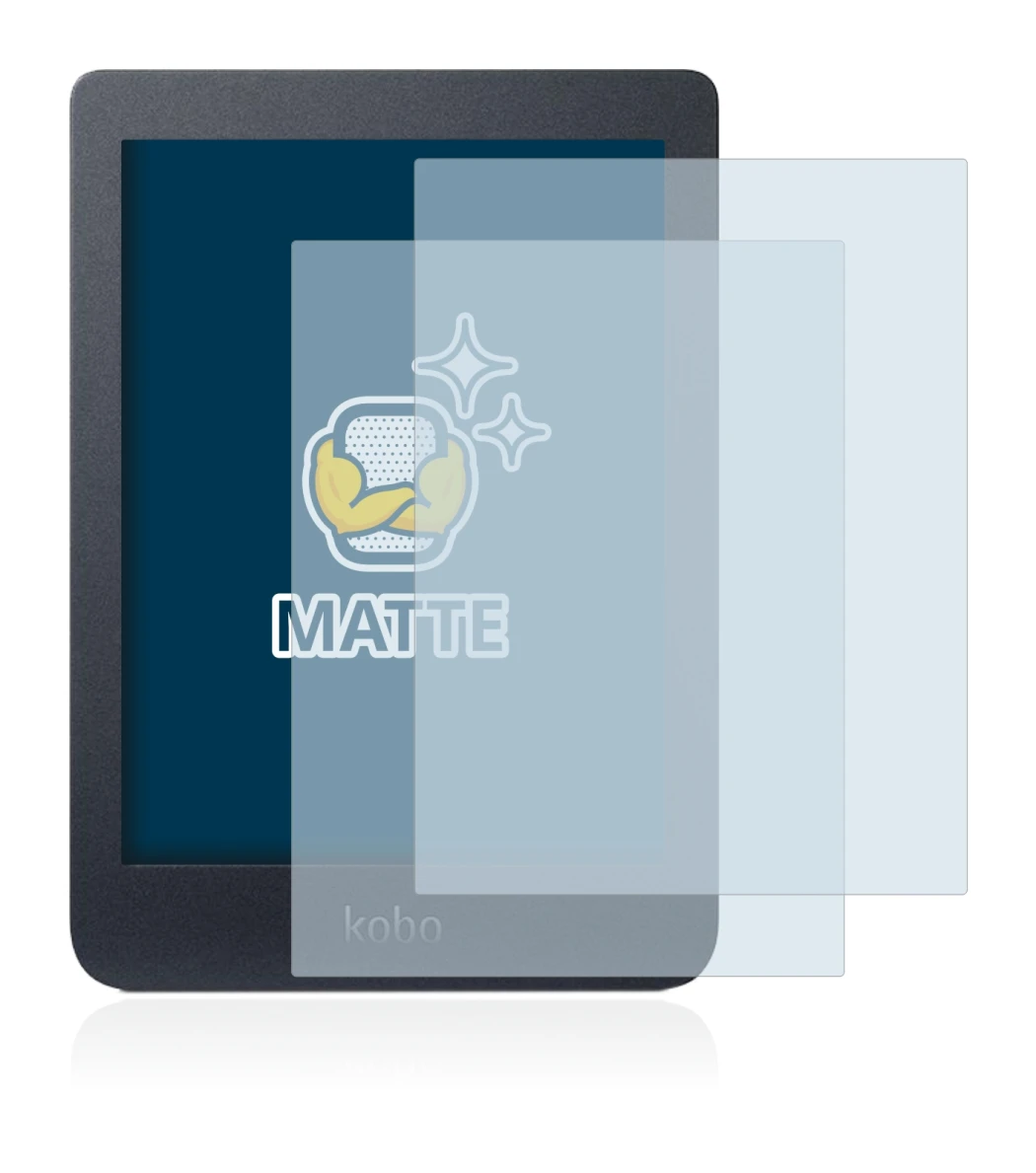 Image of the device Kobo Nia with a wide variety of screen protectors.