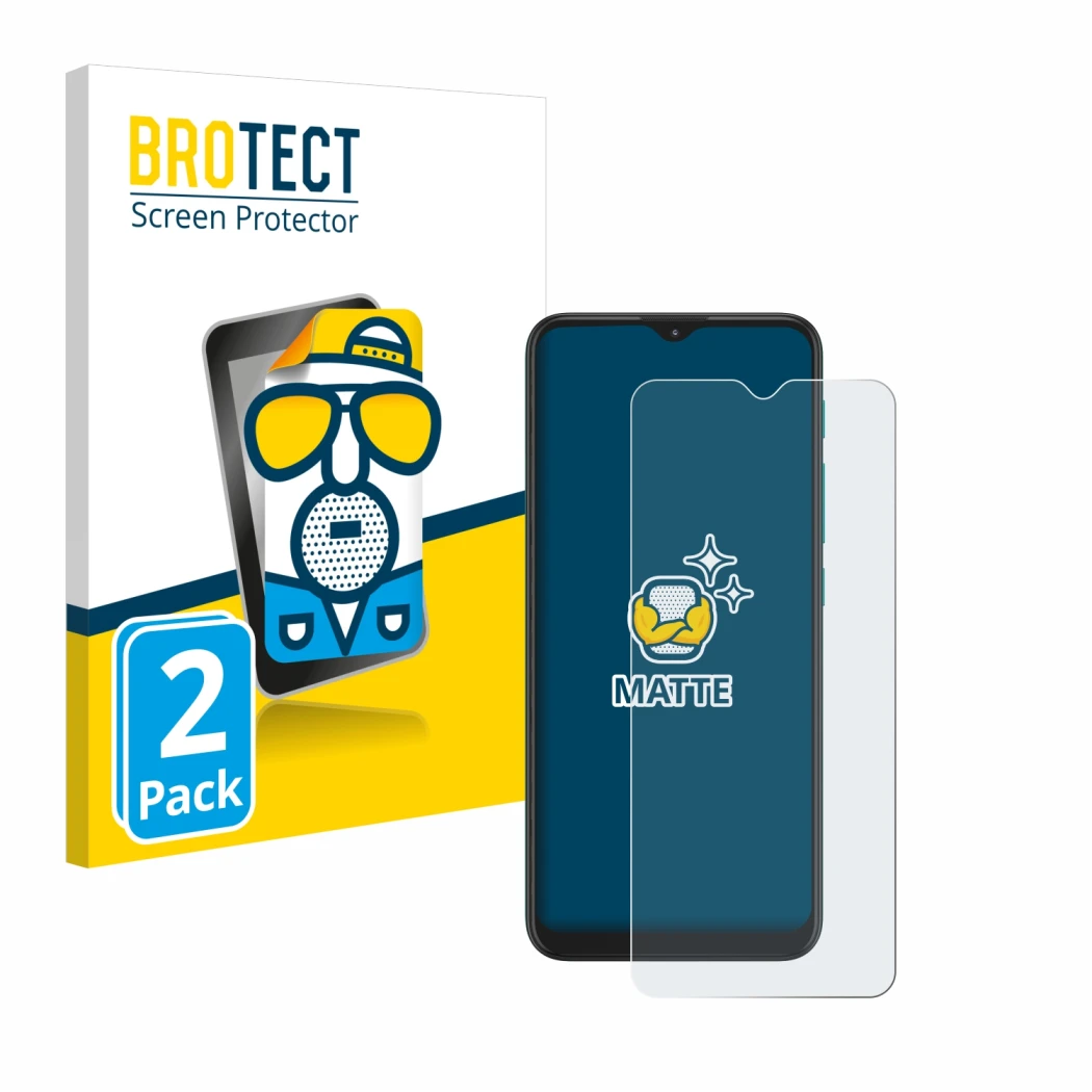 Front side of a product packaging with the brand logo BROTECT. Next to it is the device Motorola Moto G9 Play shown with the c