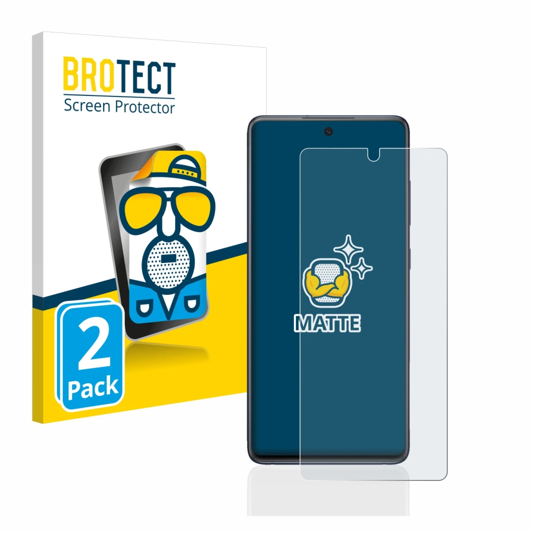 Front side of a product packaging with the brand logo BROTECT. Next to it is the device Samsung Galaxy S20 FE 5G shown with th