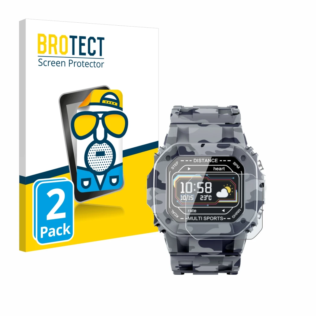 Front side of a product packaging with the brand logo BROTECT. Next to it is the device JAY-tech SWi2 shown with the correspon