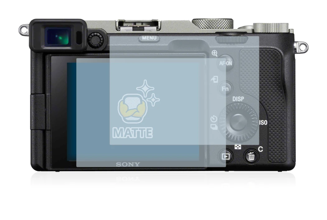 Image of the device Sony Alpha 7C with a wide variety of screen protectors.