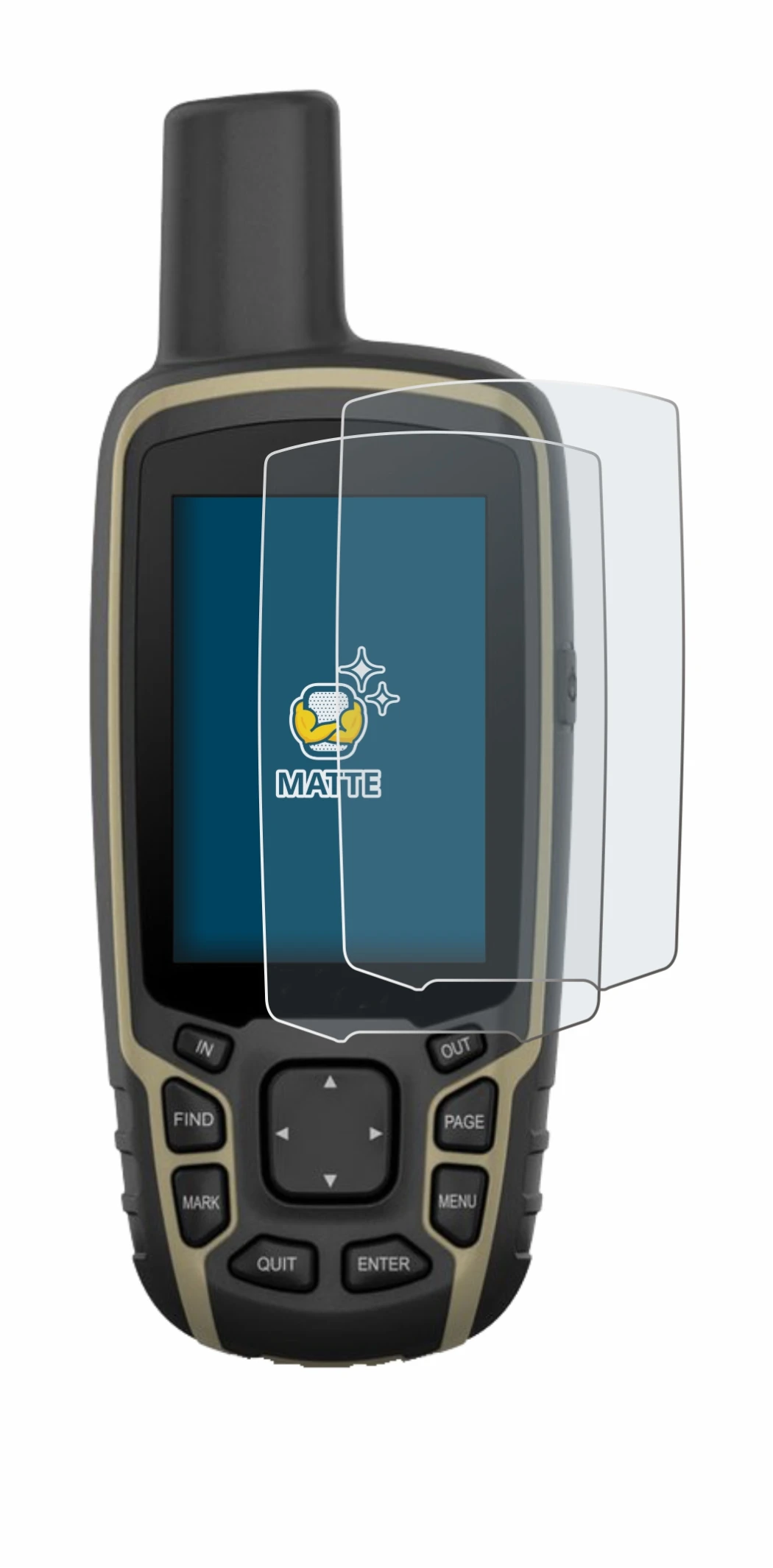 Image of the device Garmin GPSMAP 65s with a wide variety of screen protectors.