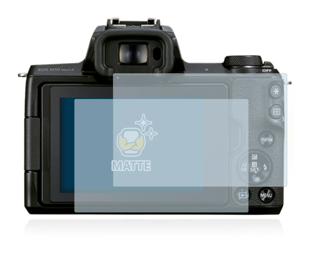 Image of the device Canon EOS M50 Mark II with a wide variety of screen protectors.