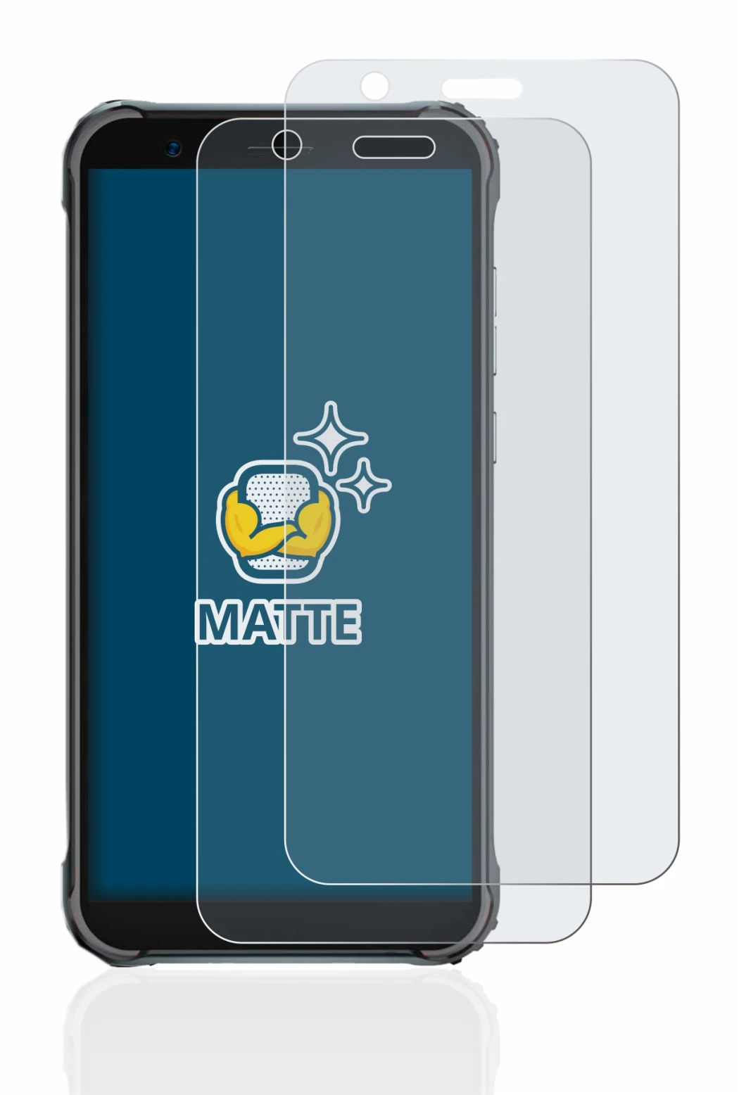 Image of the device Blackview BV4900 Pro with a wide variety of screen protectors.