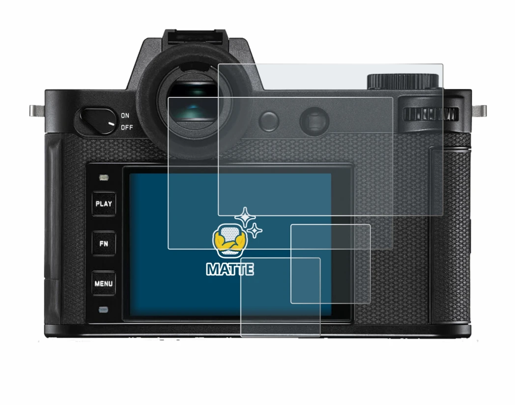 Image of the device Leica SL2-S with a wide variety of screen protectors.