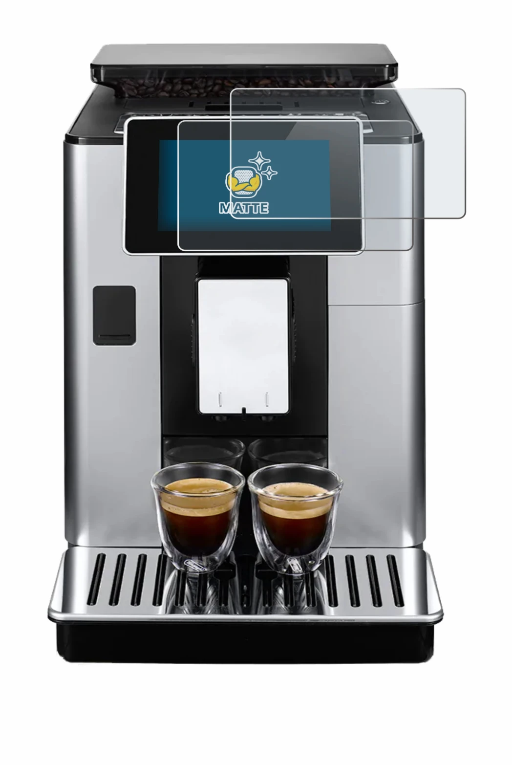 Image of the device DeLonghi PrimaDonna Soul ECAM612.55.SB with a wide variety of screen protectors.