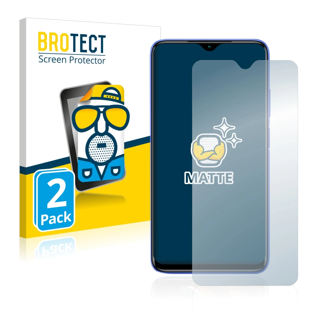 Front side of a product packaging with the brand logo BROTECT. Next to it is the device Xiaomi Redmi 9T shown with the corresp