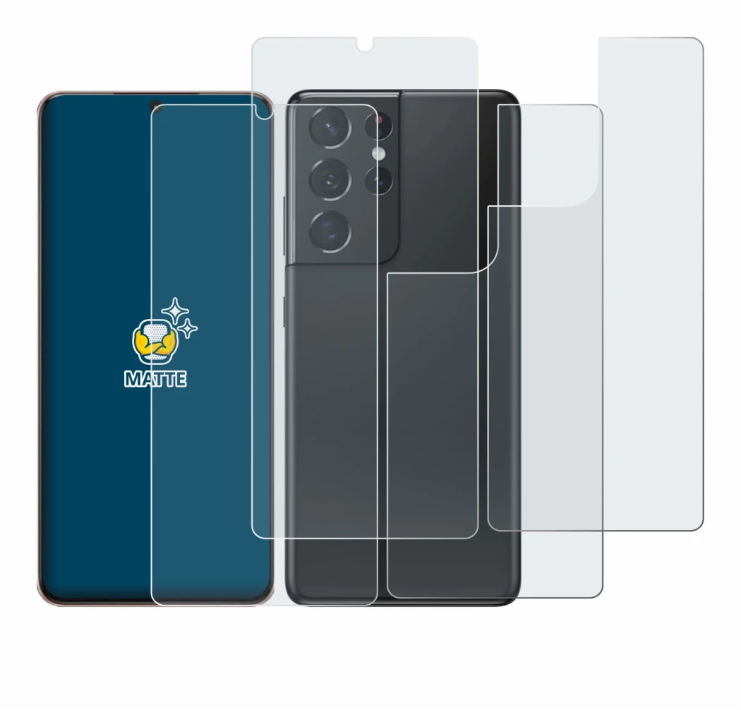 Image of the device Samsung Galaxy S21 Ultra 5G (Front+Back) with a wide variety of screen protectors.