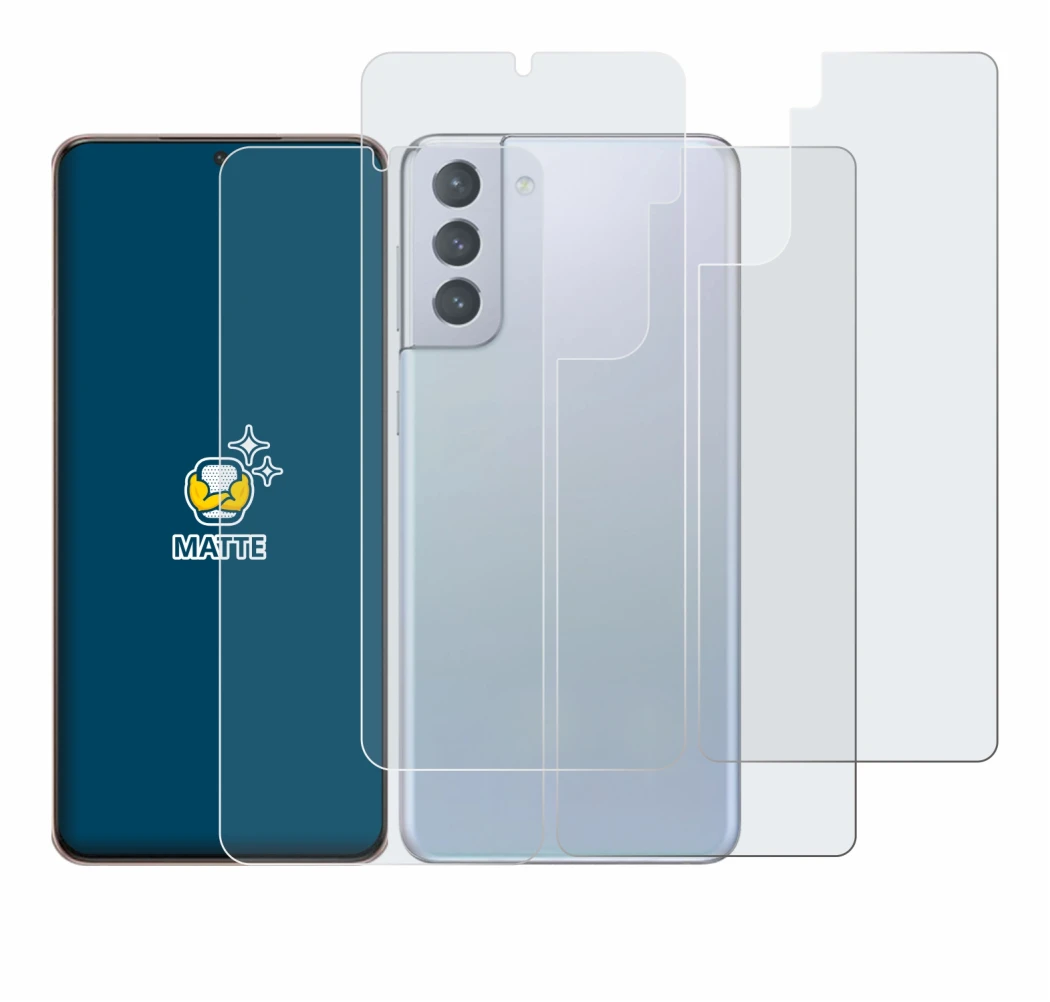 Image of the device Samsung Galaxy S21 Plus 5G (Front+Back) with a wide variety of screen protectors.