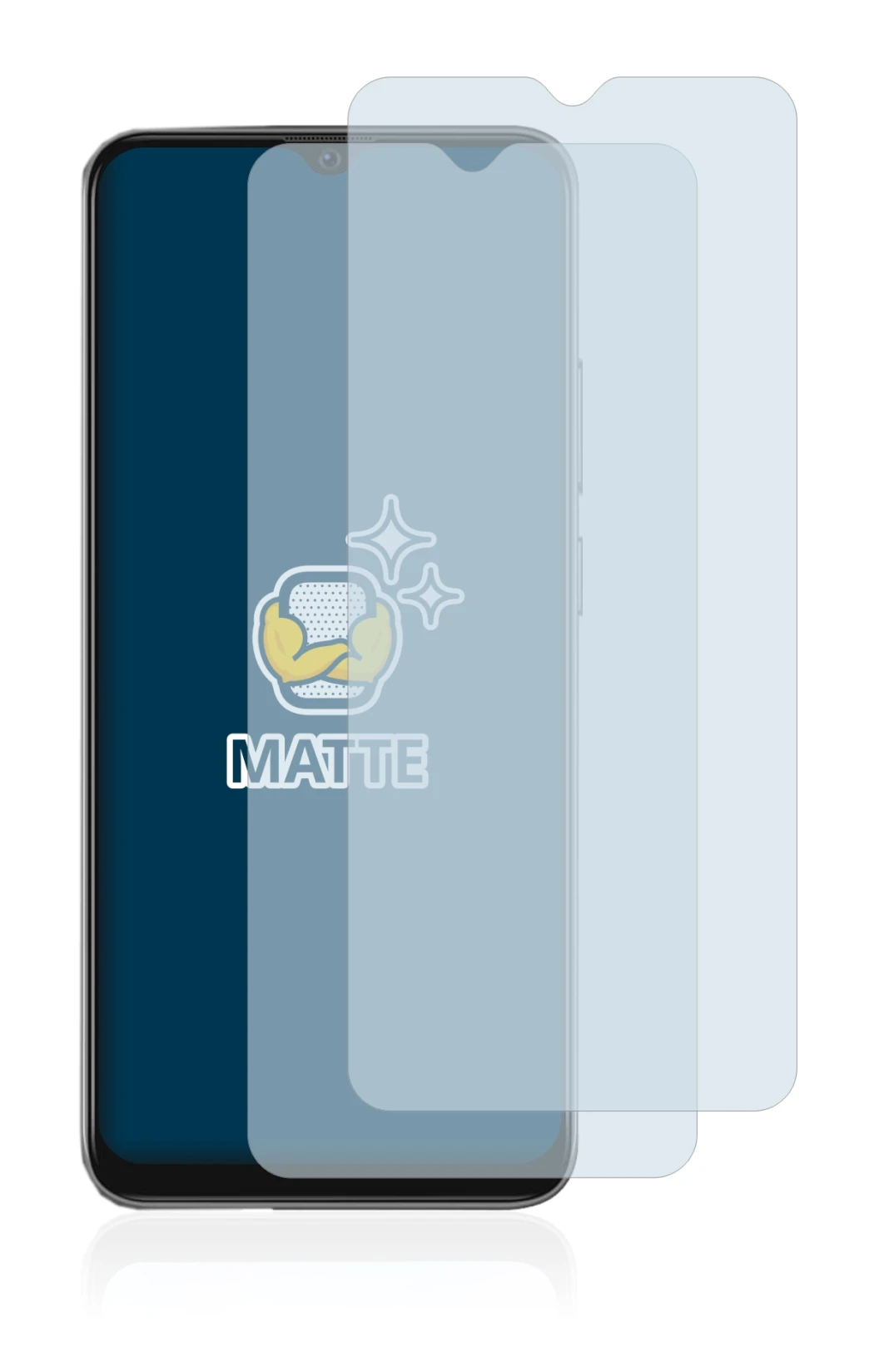 Image of the device Blackview A70 with a wide variety of screen protectors.