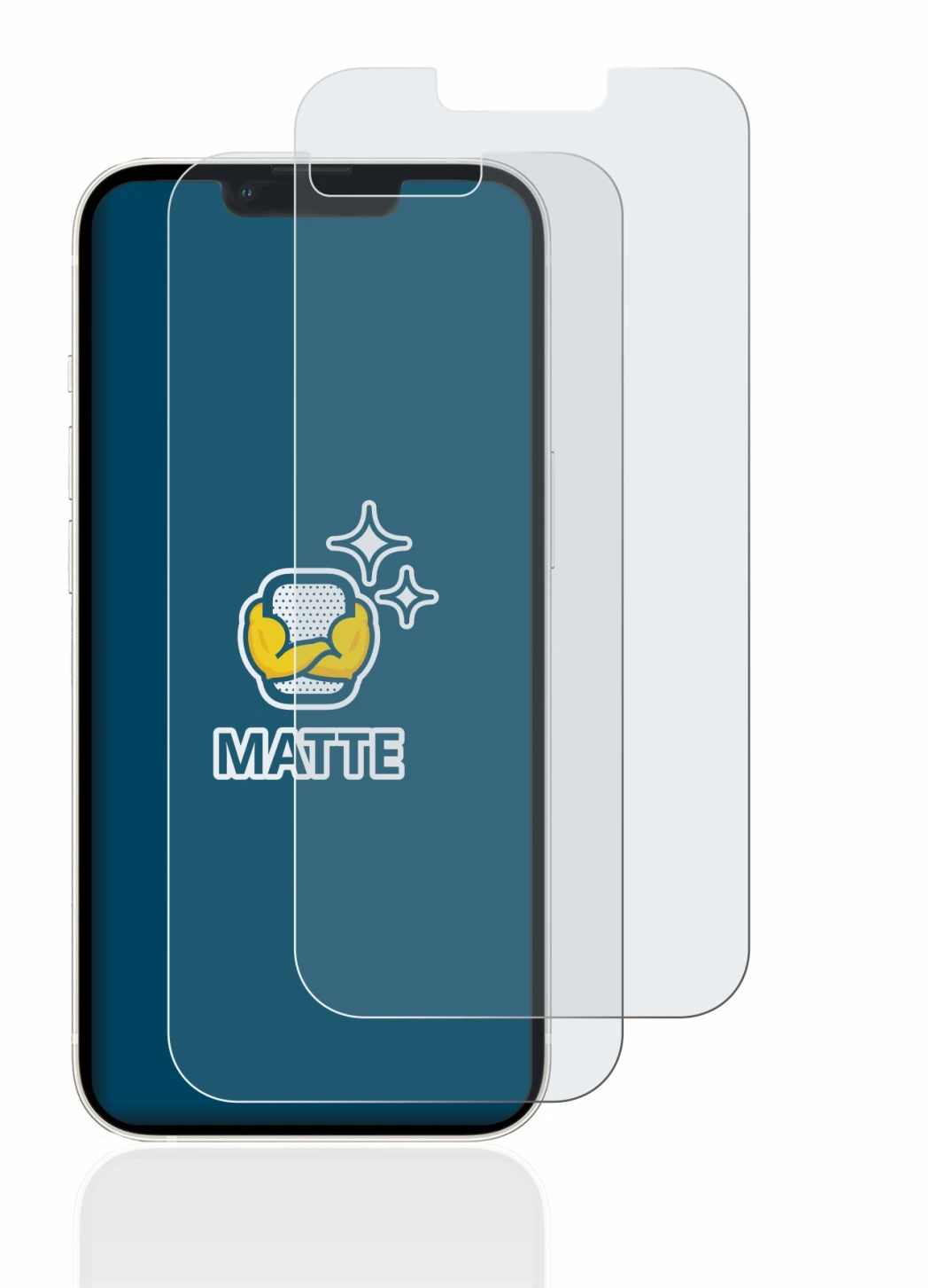 Image of the device Apple iPhone 13 with a wide variety of screen protectors.