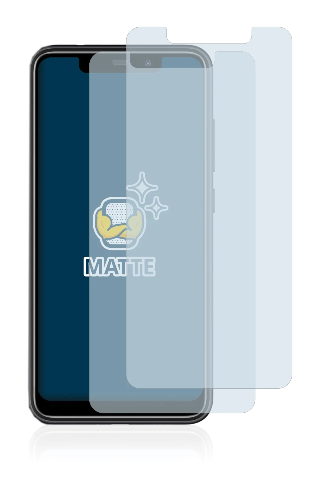 Image of the device Oukitel C22 with a wide variety of screen protectors.