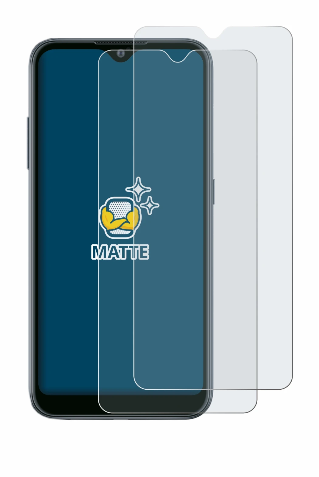 Image of the device Samsung Galaxy A02 with a wide variety of screen protectors.