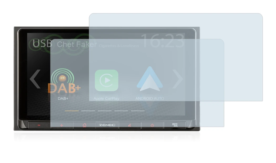 Image of the device Zenec Z-N528 with a wide variety of screen protectors.