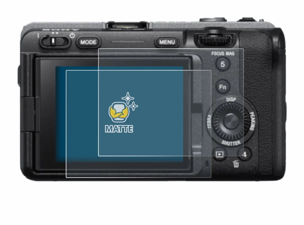 Image of the device Sony FX3 with a wide variety of screen protectors.