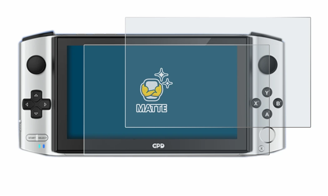 Image of the device GPD Win 3 with a wide variety of screen protectors.
