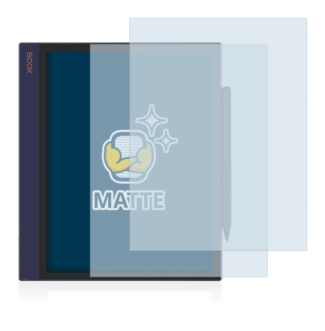 Image of the device Boox Note Air with a wide variety of screen protectors.