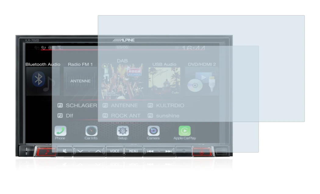 Image of the device Alpine iLX-702D with a wide variety of screen protectors.