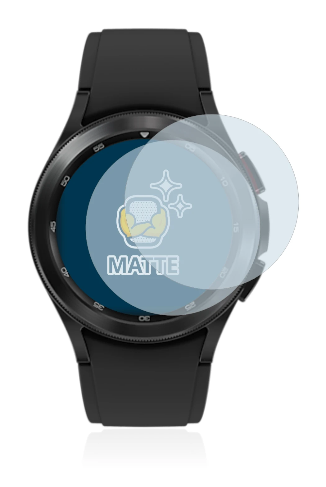 Image of the device Samsung Galaxy Watch 4 Classic (42mm) with a wide variety of screen protectors.