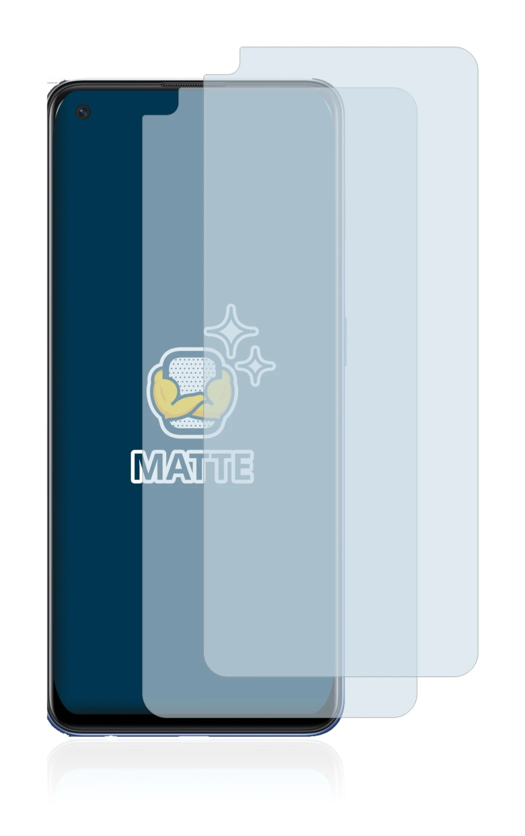 Image of the device Oppo A74 with a wide variety of screen protectors.