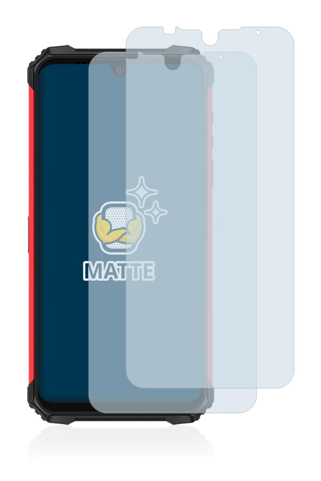 Image of the device Ulefone Armor 8 Pro with a wide variety of screen protectors.