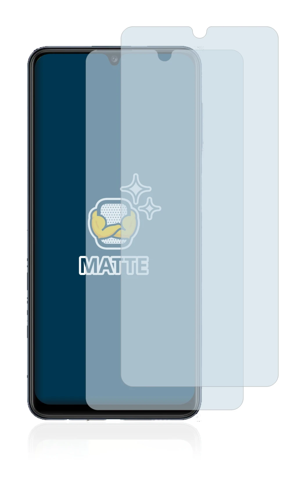 Image of the device Samsung Galaxy M32 with a wide variety of screen protectors.
