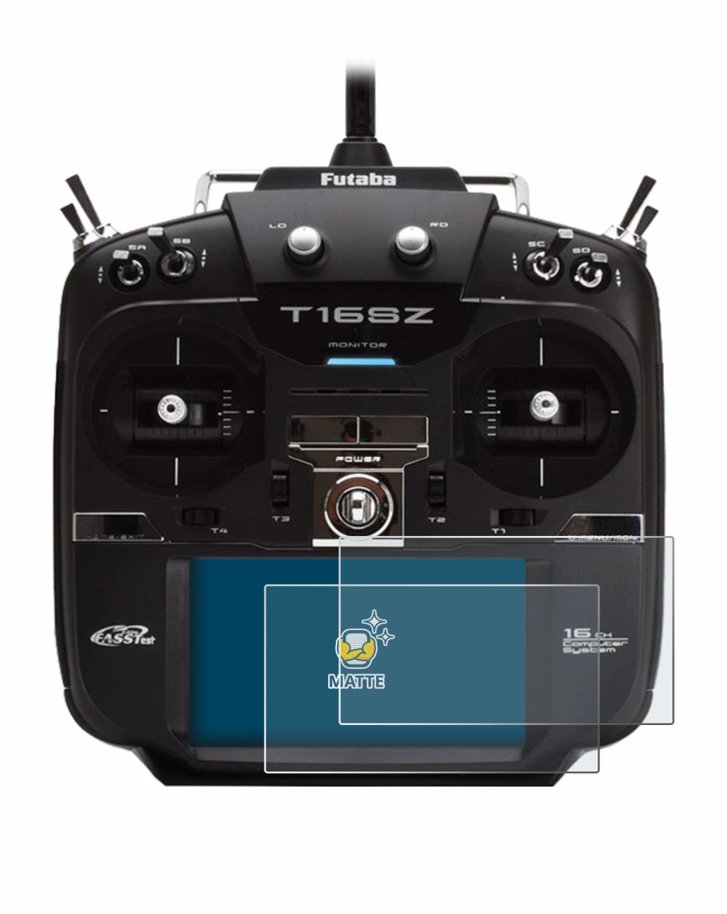 Image of the device Robbe Futaba T16IZ with a wide variety of screen protectors.