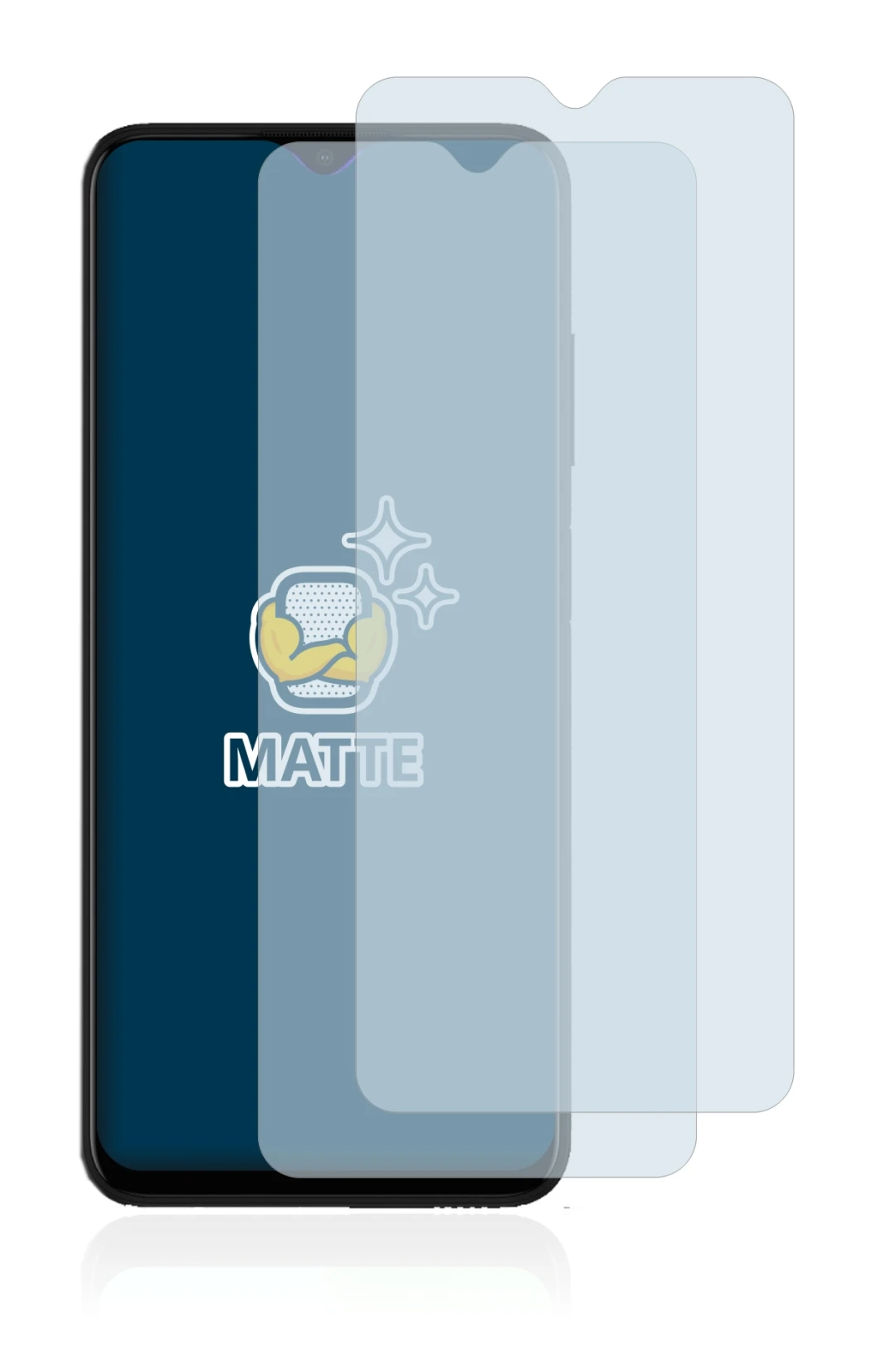 Image of the device Samsung Galaxy A03s with a wide variety of screen protectors.