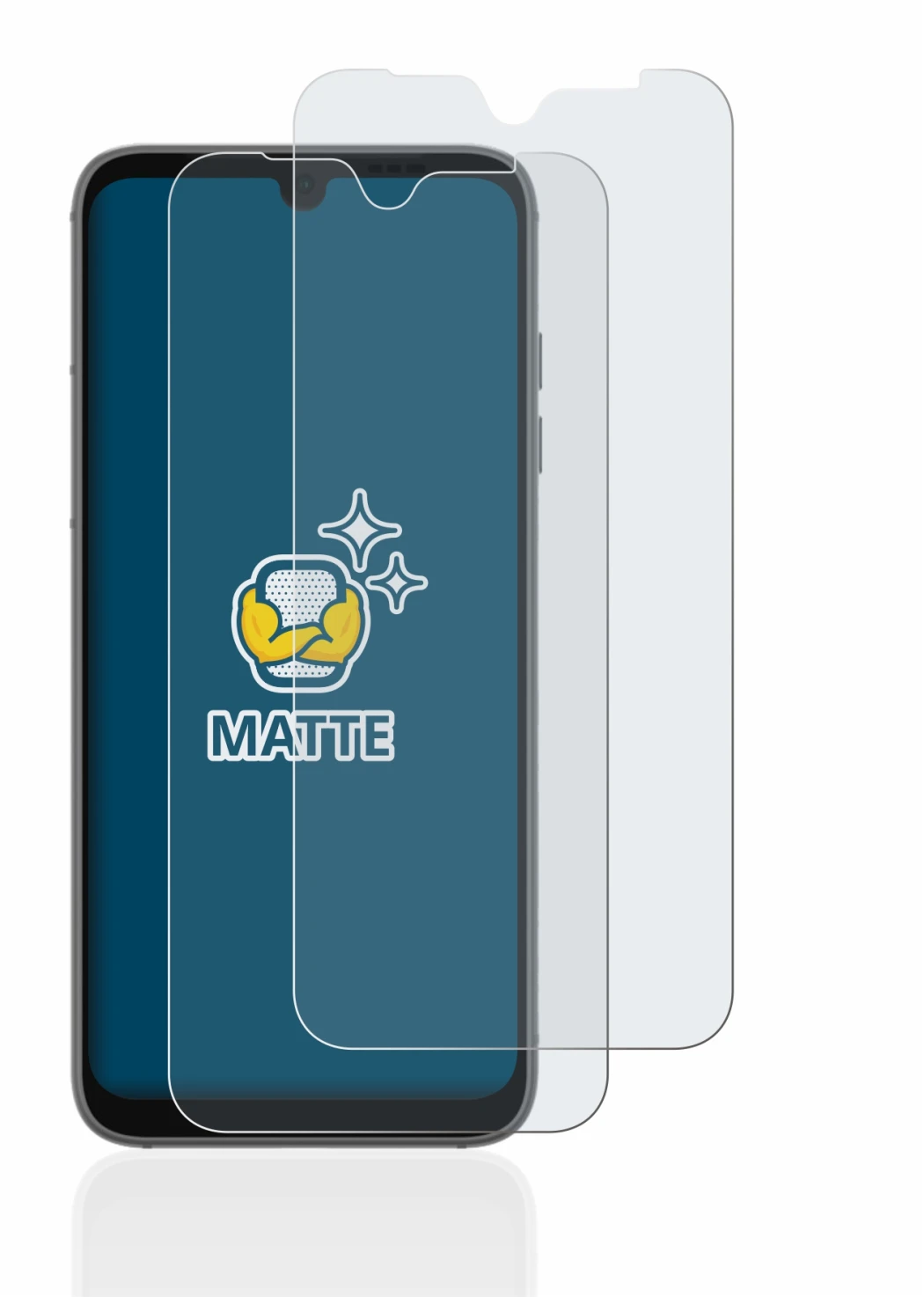 Image of the device Fairphone 4 with a wide variety of screen protectors.