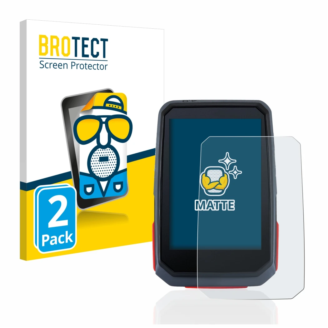 Front side of a product packaging with the brand logo BROTECT. Next to it is the device Sigma ROX 4.0 shown with the correspon