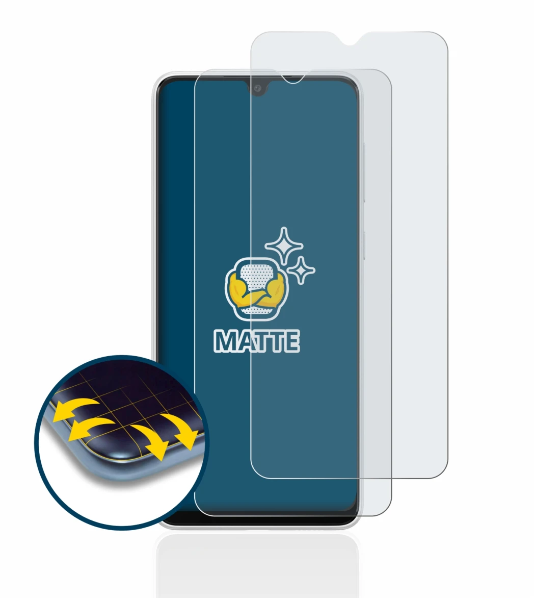 Image of the device Samsung Galaxy A03 with a wide variety of screen protectors.