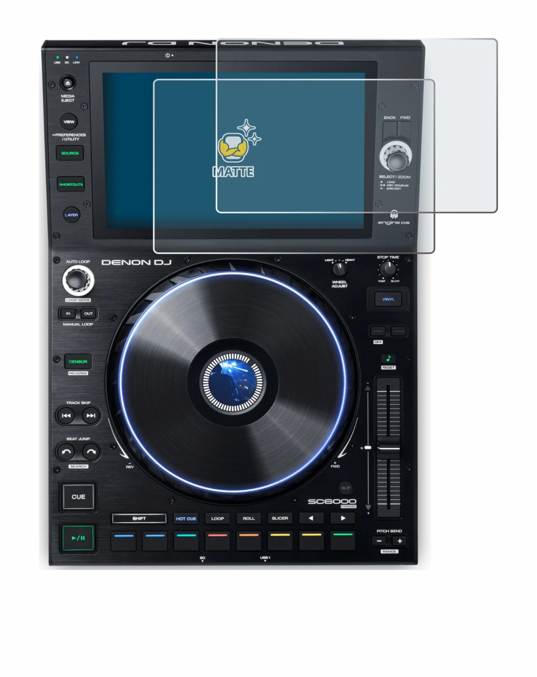 Image of the device Denon DJ SC6000 Prime with a wide variety of screen protectors.