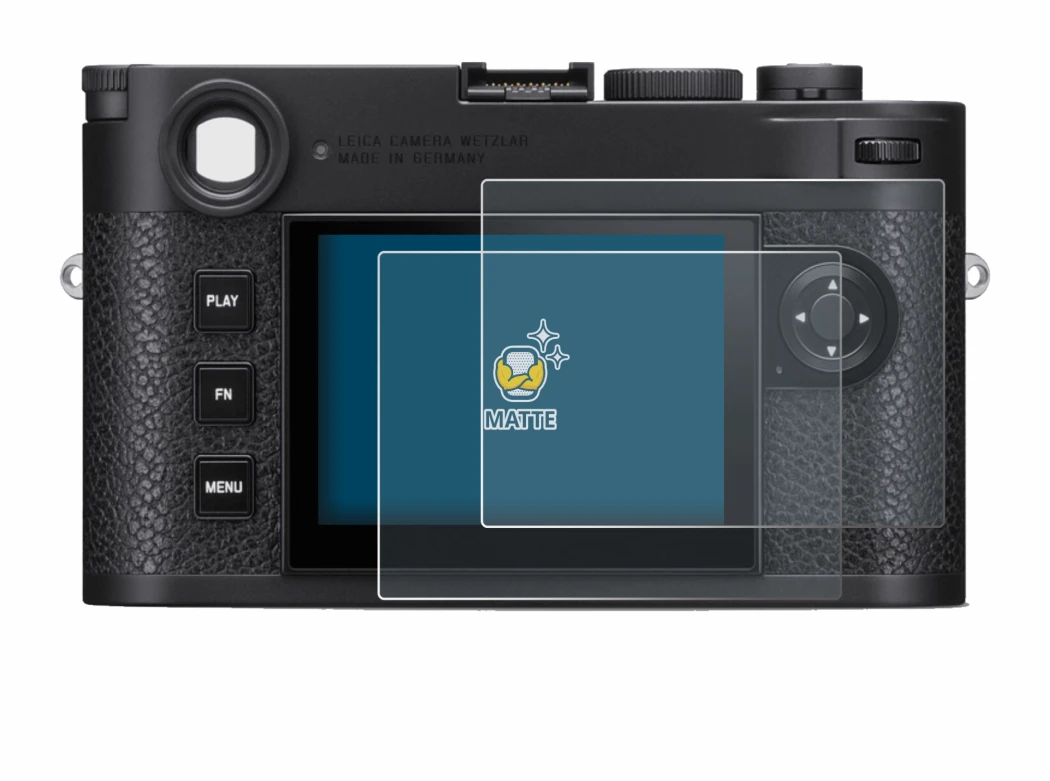Image of the device Leica M11 with a wide variety of screen protectors.