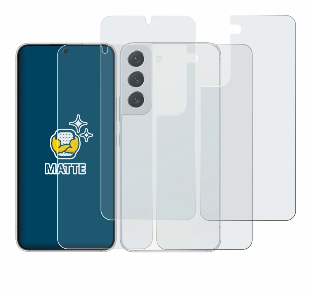 Image of the device Samsung Galaxy S22 5G (Front+Back) with a wide variety of screen protectors.