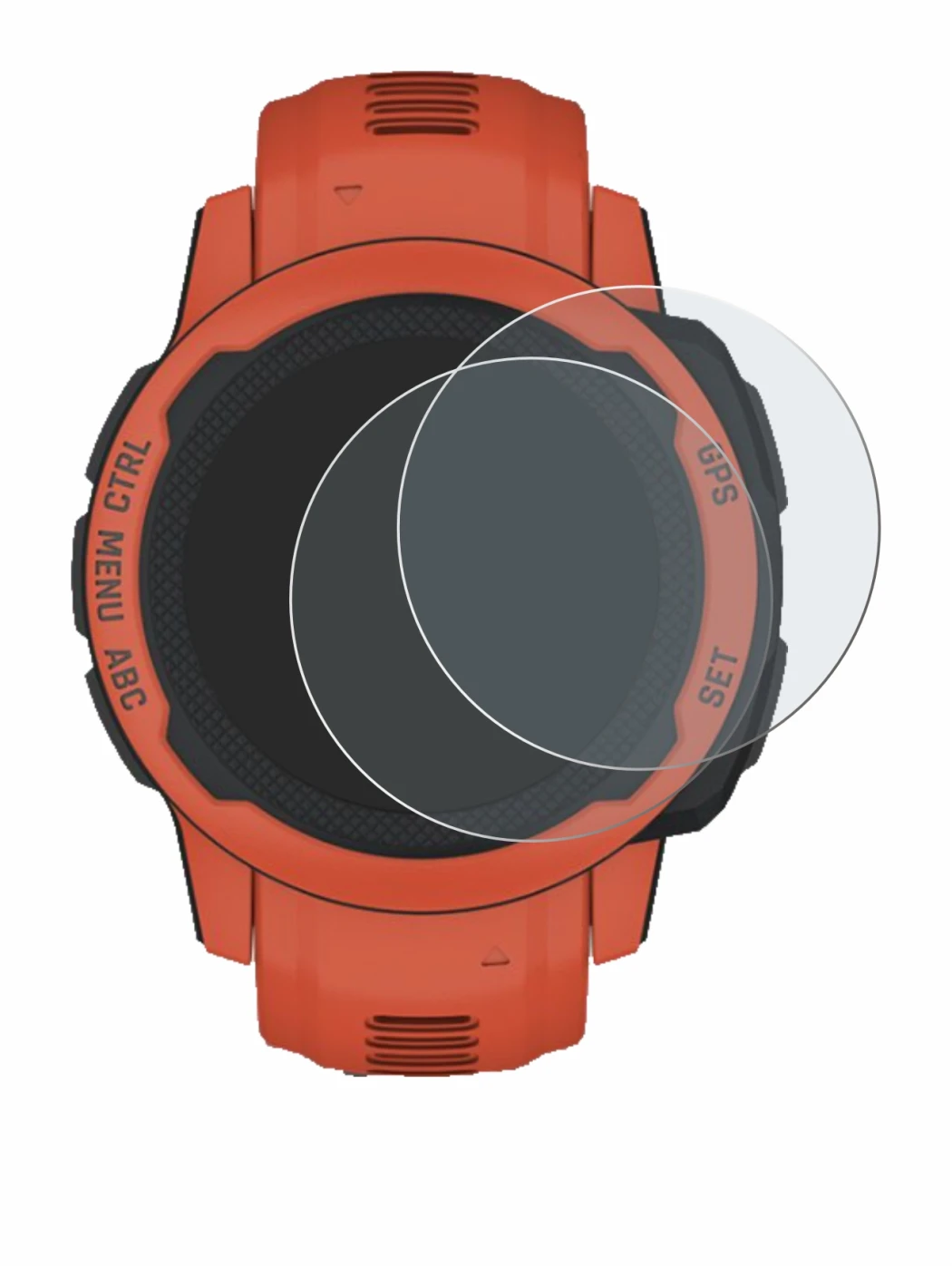 Image of the device Garmin Instinct 2S with a wide variety of screen protectors.