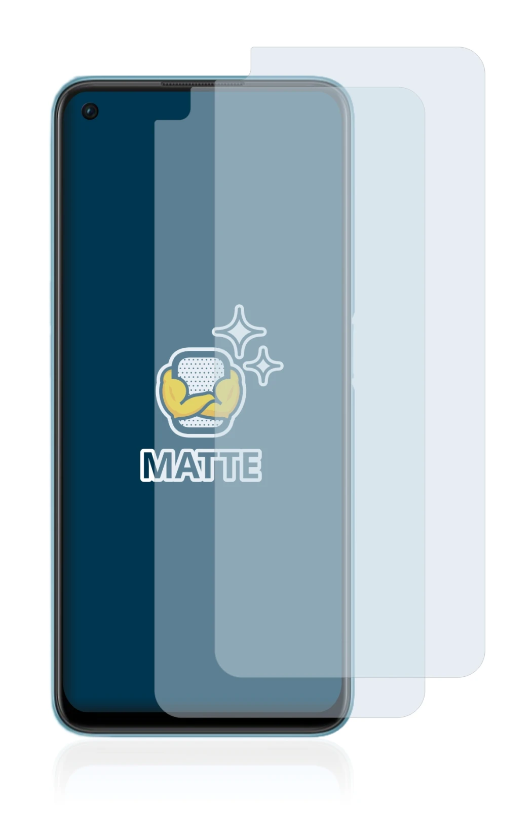 Image of the device Oppo A76 with a wide variety of screen protectors.