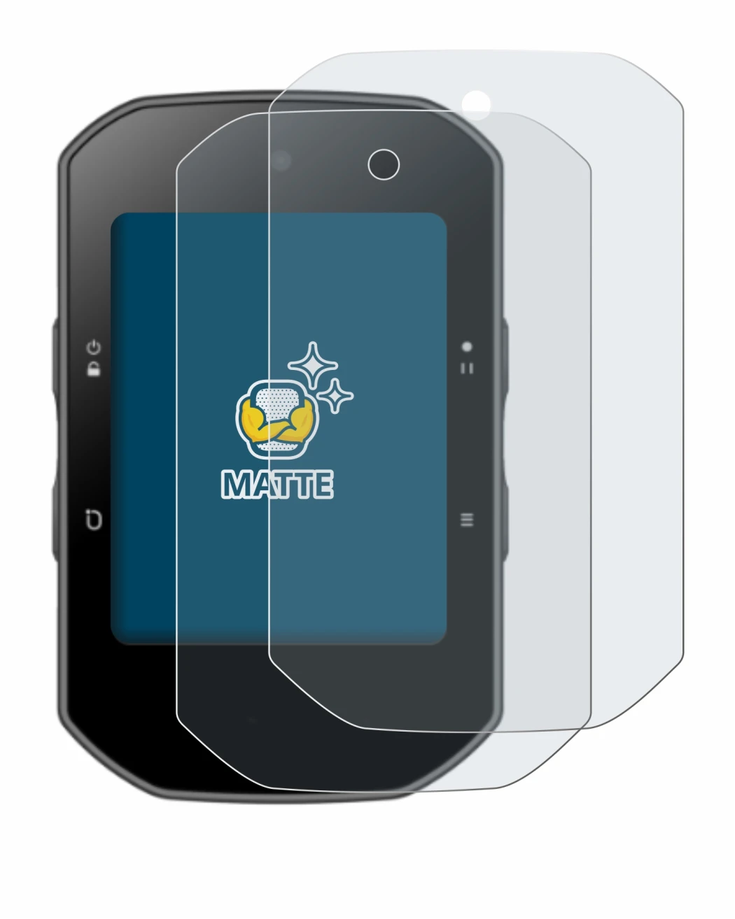 Image of the device Bryton Rider S500 with a wide variety of screen protectors.