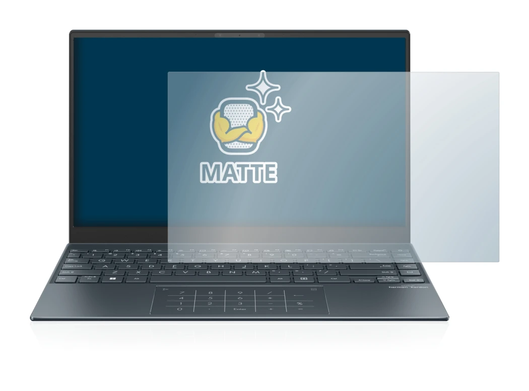 Image of the device ASUS ZenBook 13 OLED with a wide variety of screen protectors.