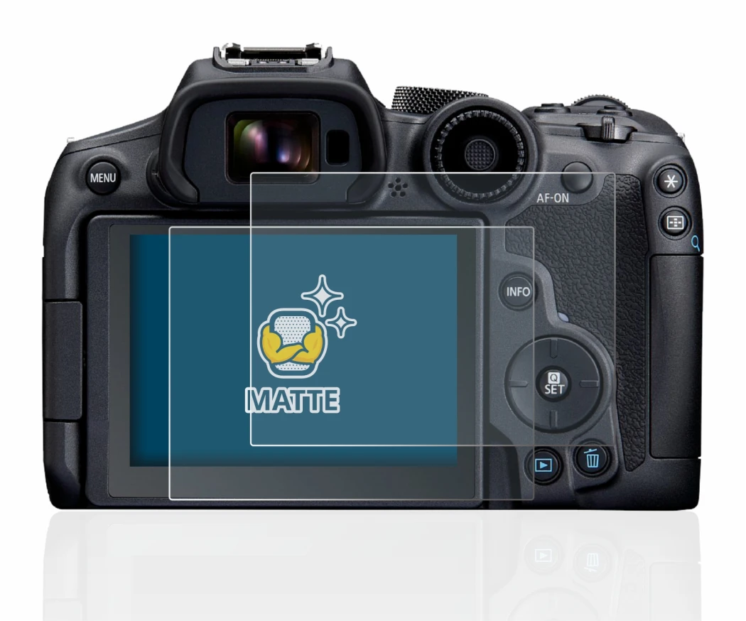 Image of the device Canon EOS R7 with a wide variety of screen protectors.
