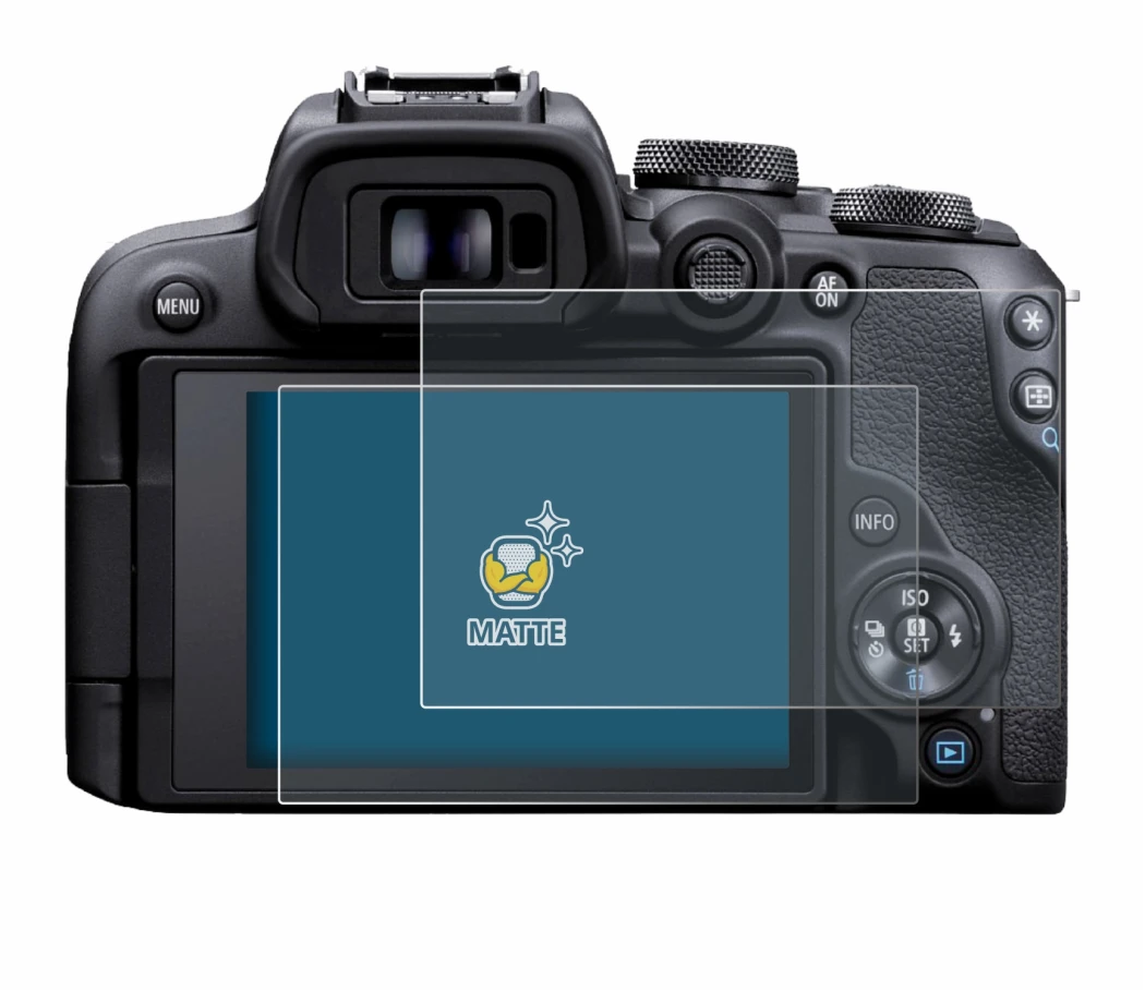 Image of the device Canon EOS R10 with a wide variety of screen protectors.