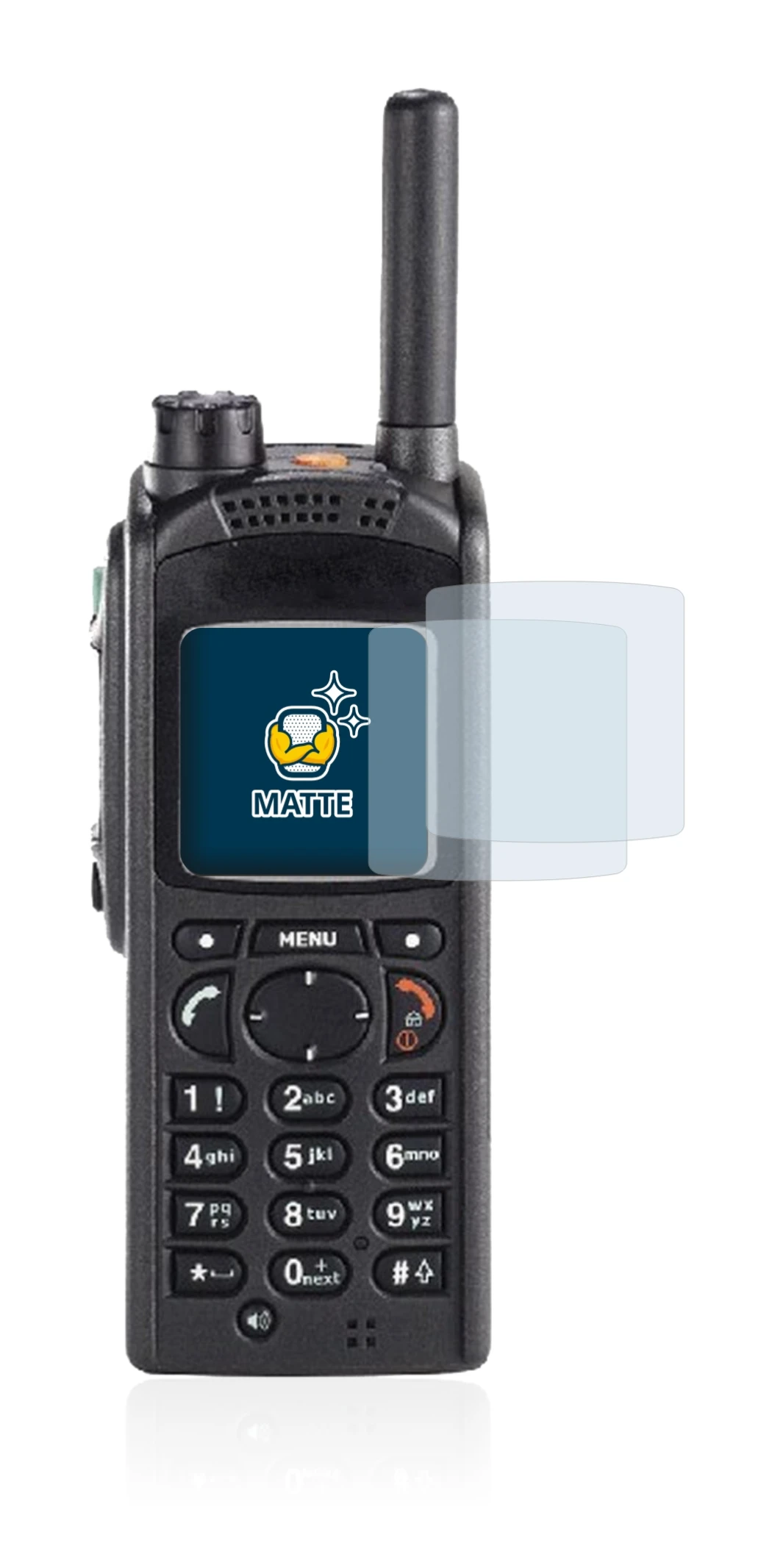 Image of the device Motorola MTP850 with a wide variety of screen protectors.