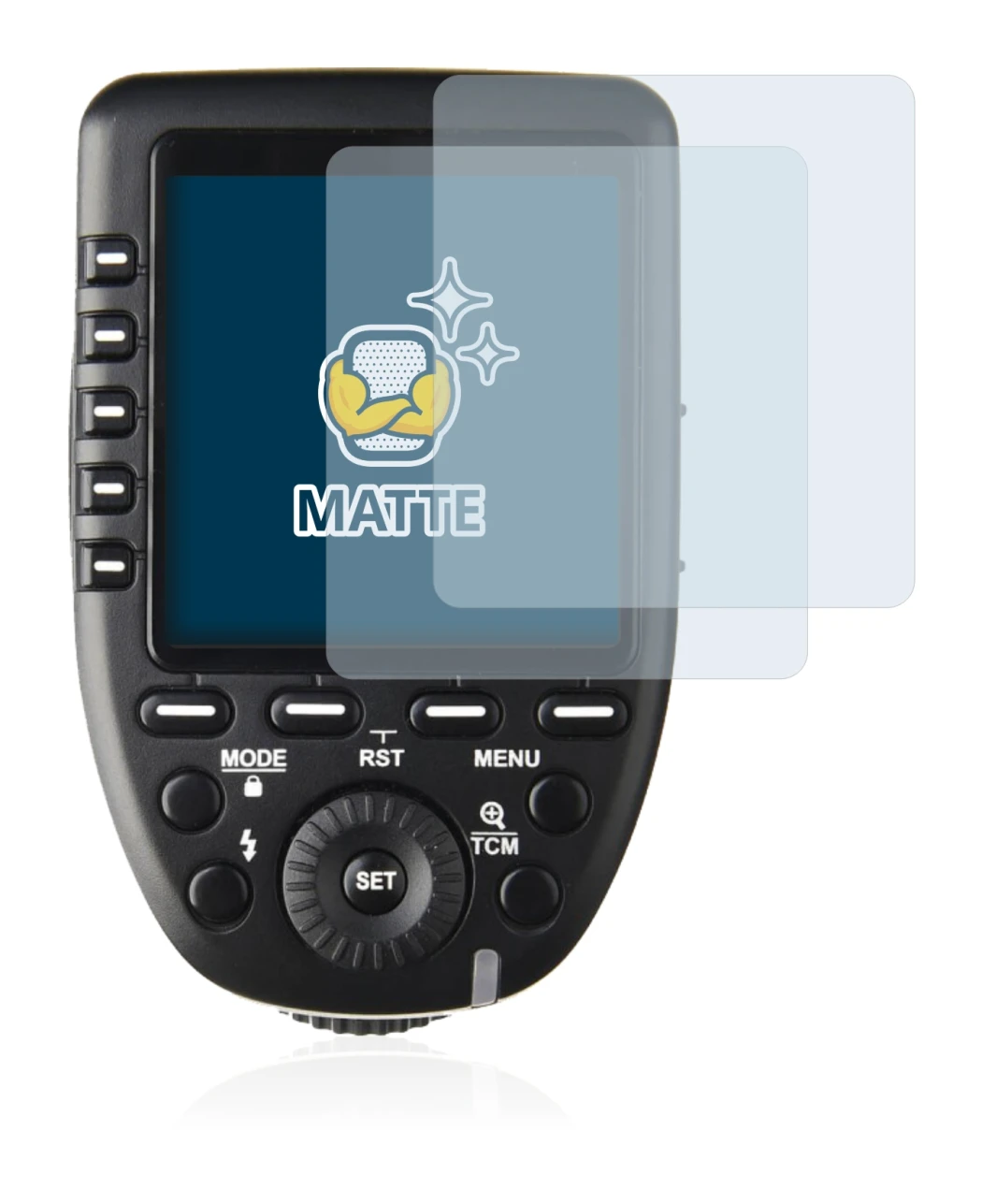 Image of the device Godox XPro with a wide variety of screen protectors.