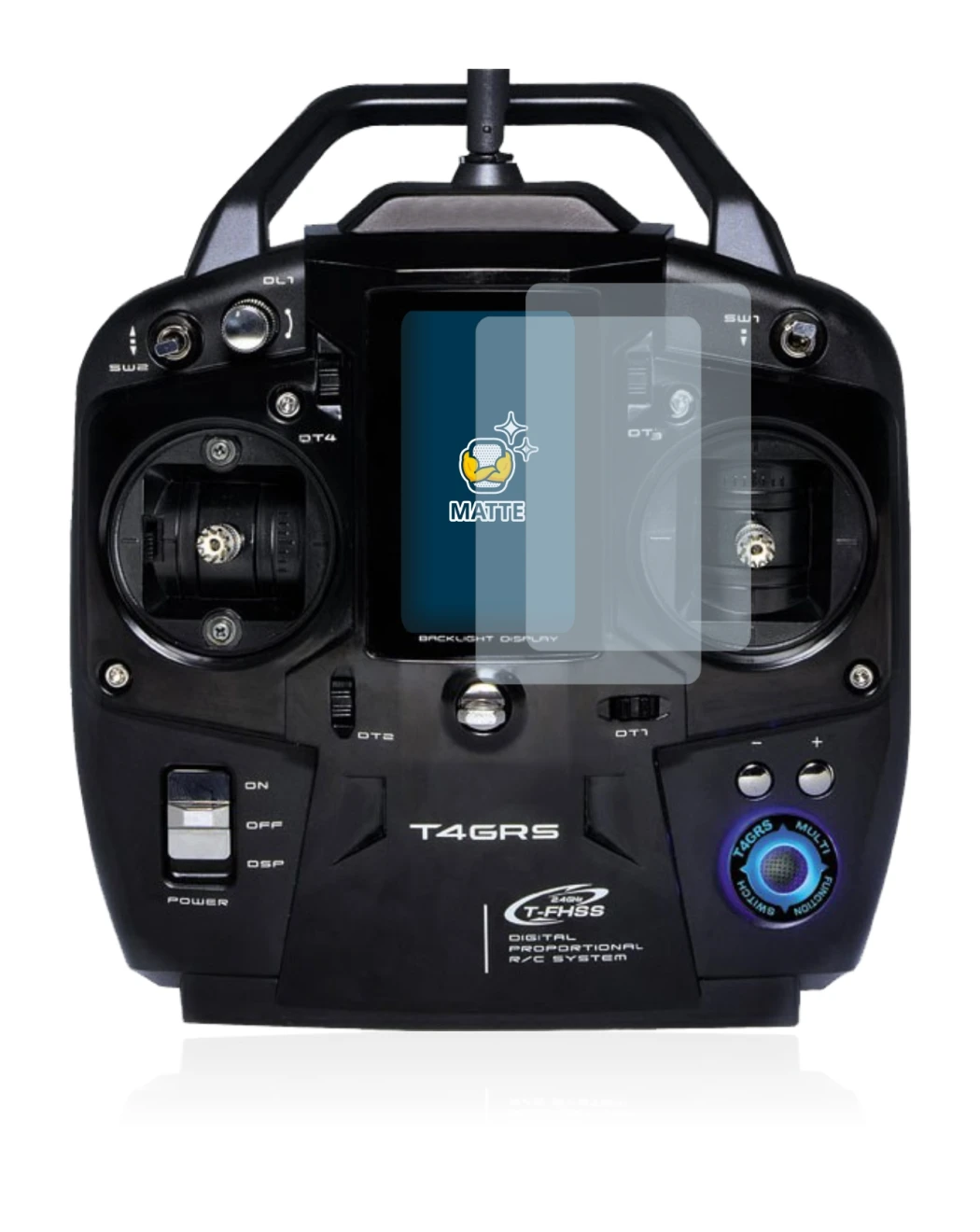 Image of the device Futaba T4GRS with a wide variety of screen protectors.