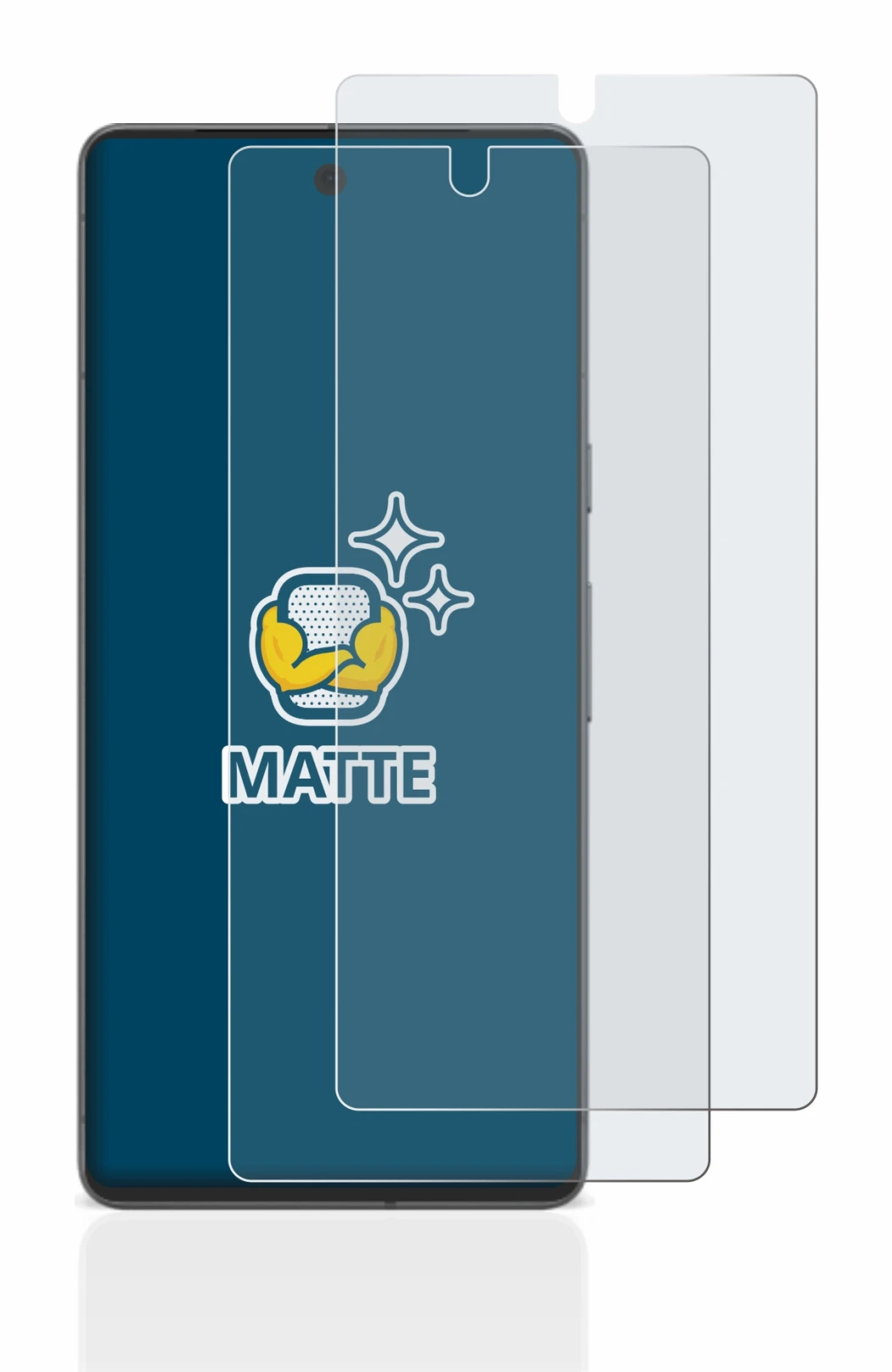 Image of the device Google Pixel 7 with a wide variety of screen protectors.