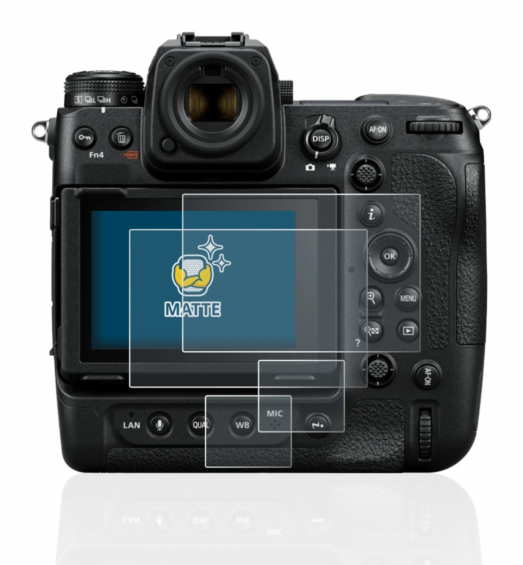 Image of the device Nikon Z 9 (Display + top plate display) with a wide variety of screen protectors.