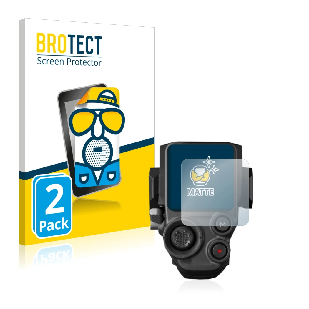 Front side of a product packaging with the brand logo BROTECT. Next to it is the device DJI RS 3 shown with the corresponding 