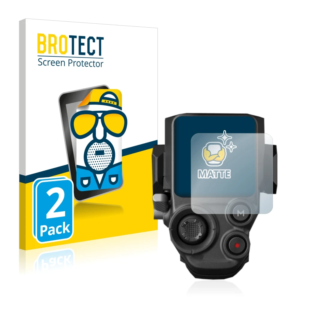 Front side of a product packaging with the brand logo BROTECT. Next to it is the device DJI RS 3 Pro shown with the correspond