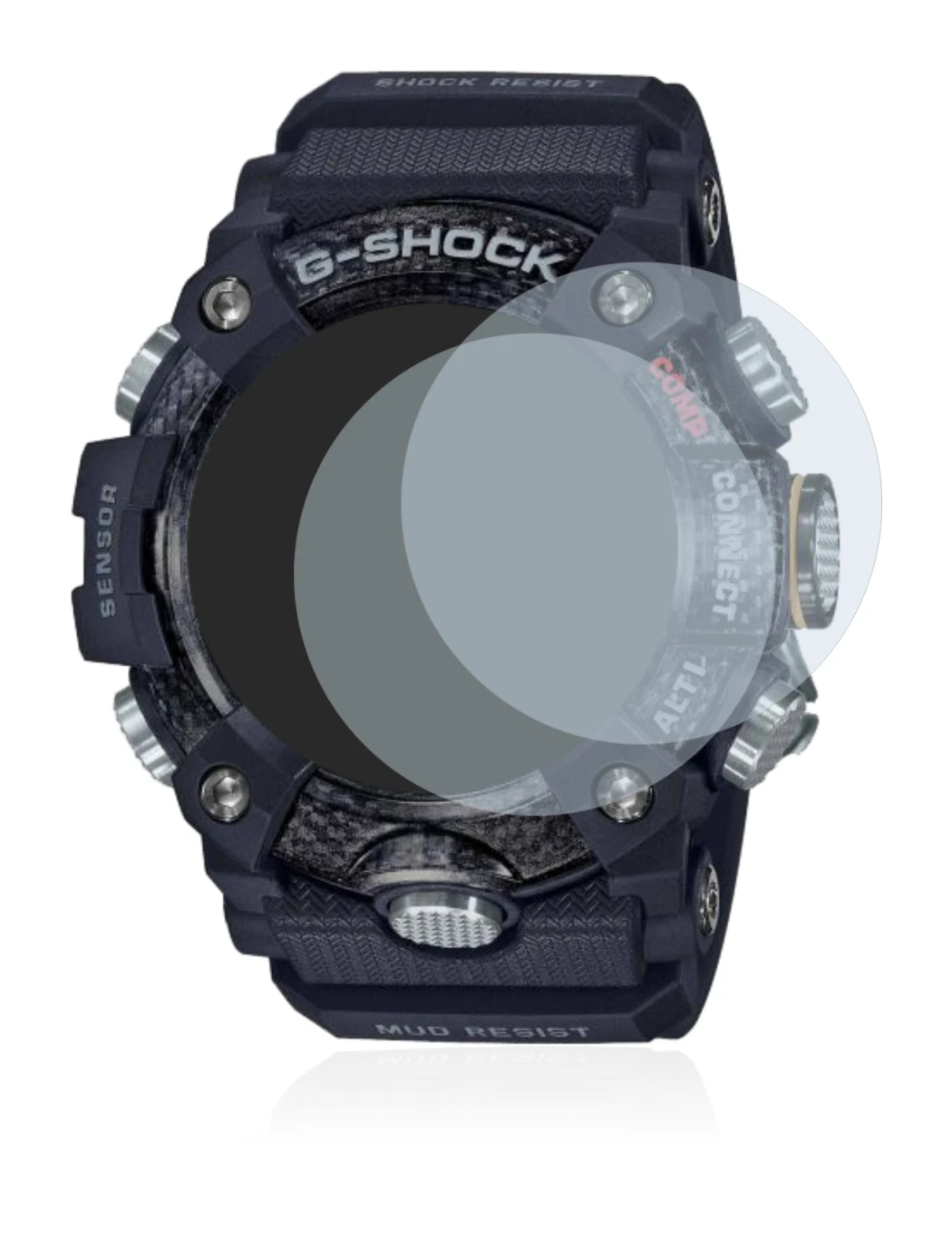 Image of the device Casio G-Shock Mudmaster GG-B100-1AER with a wide variety of screen protectors.